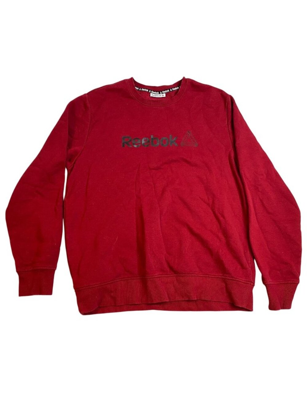 Reebok Mens Sweatshirt Size XL Red Crewneck Logo Print Casual Pullover Classic